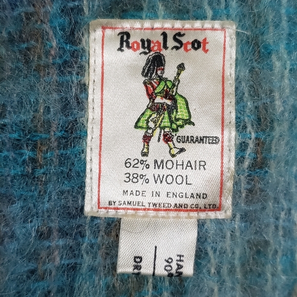 Royal Scot Mohair Wool Plaid Scarf Blue - Picture 3 of 6